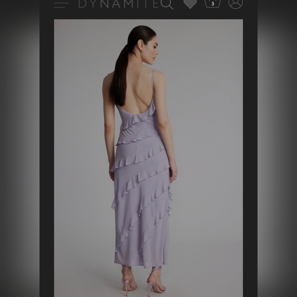 Dynamite Lilac V-neckline Maxi Dress with Ruffles, Size XXS - Picture 4 of 6